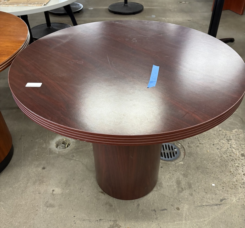 36" Table - mahogany laminate, and cylinder Base
