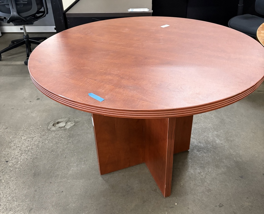 42" Round Table - Cherry laminate, and x Base