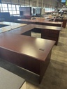 36x72 U Shape w/Multi File - Mahogany