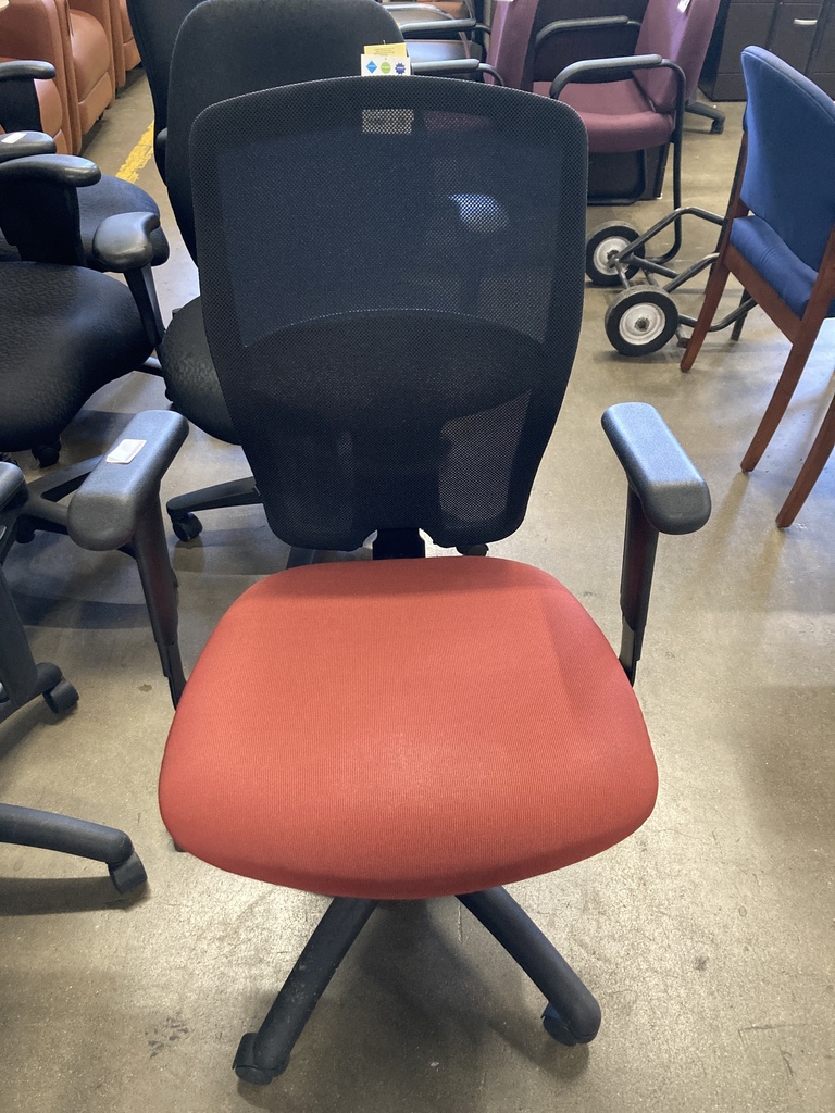 Teknion Orange and Black Mesh back Task Chair 