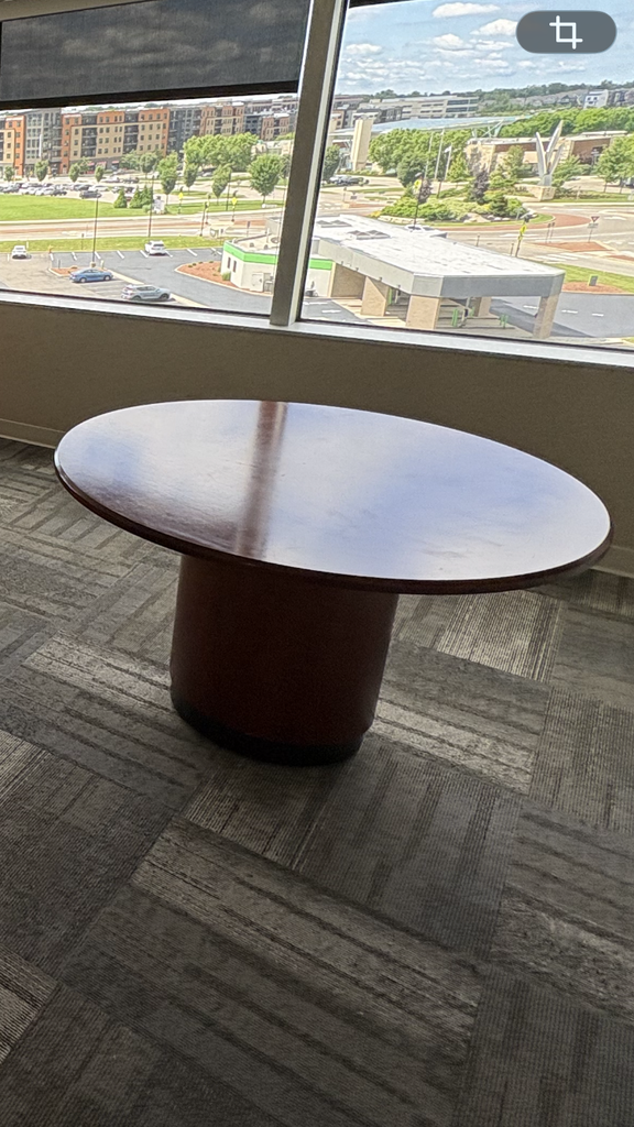 48” table with drum base mahogany 