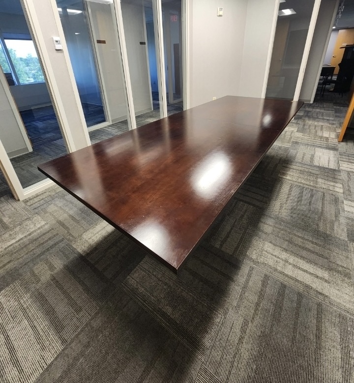 JSI square conference table 42"x109" mahogany without power 
