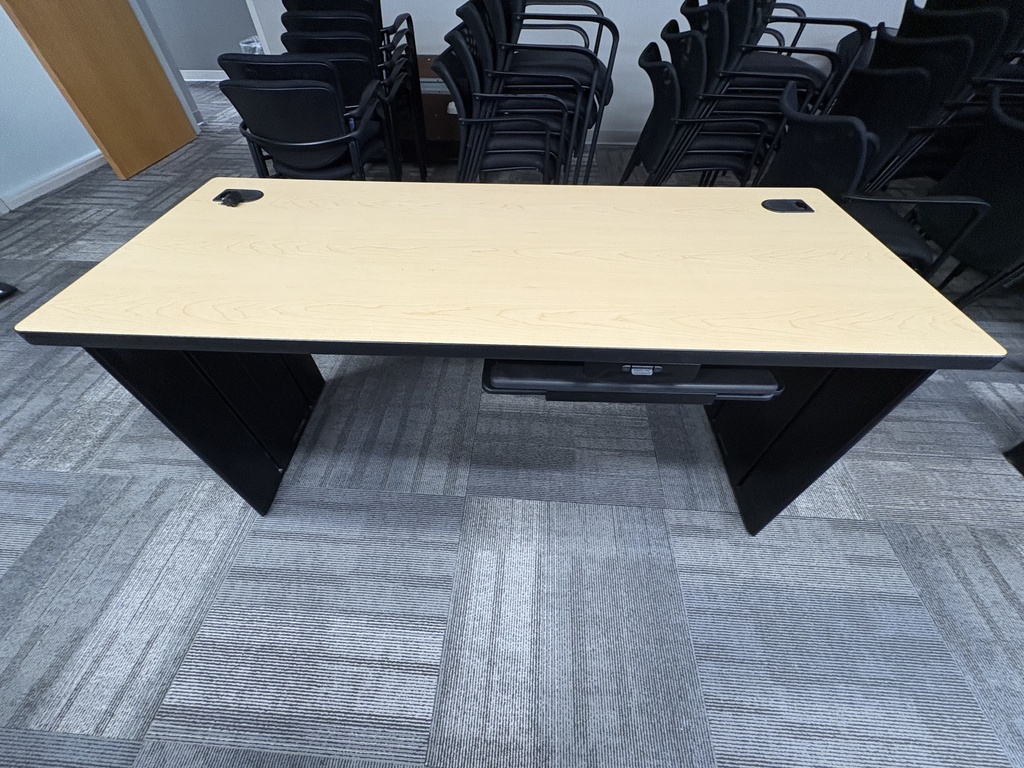 Training table 24”x60” blonde laminate top with black base 