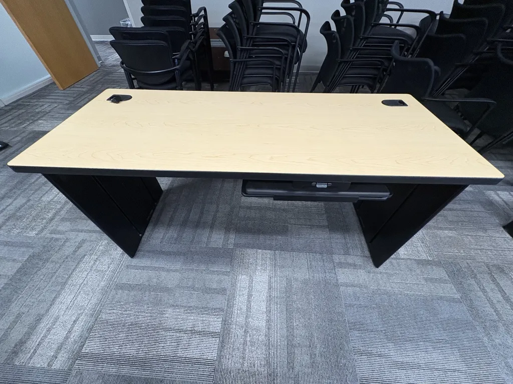 Training table 24”x60” blonde laminate top with black base 