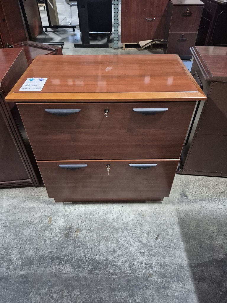 32" 2 Drawer Lateral Cabinet- Cherry Veneer