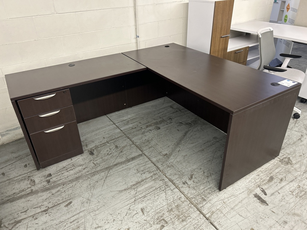 66x72 L Shape Desk - LH, Sgl Ped, Espresso
