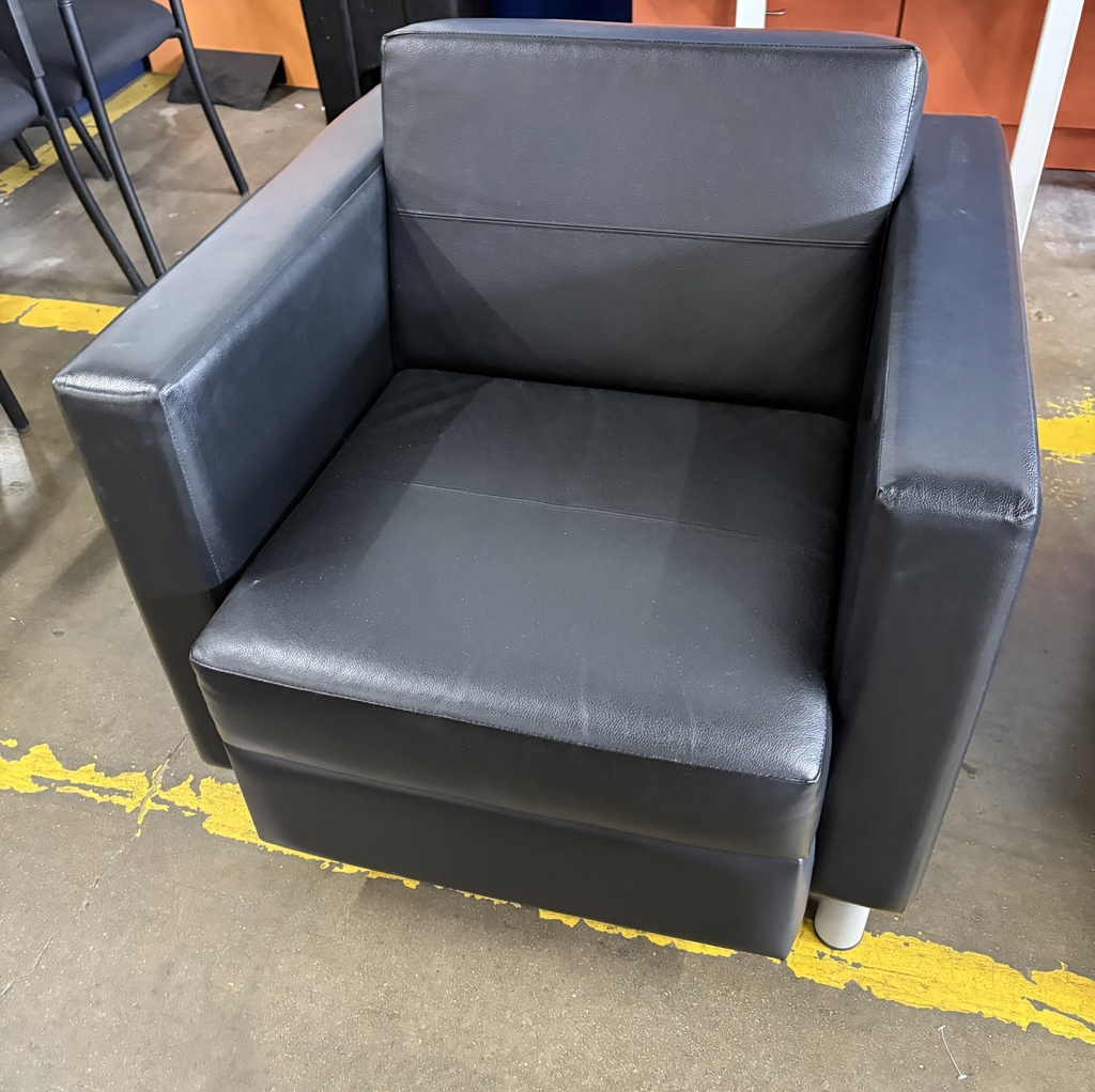 Modern arm chair black vinyl 
