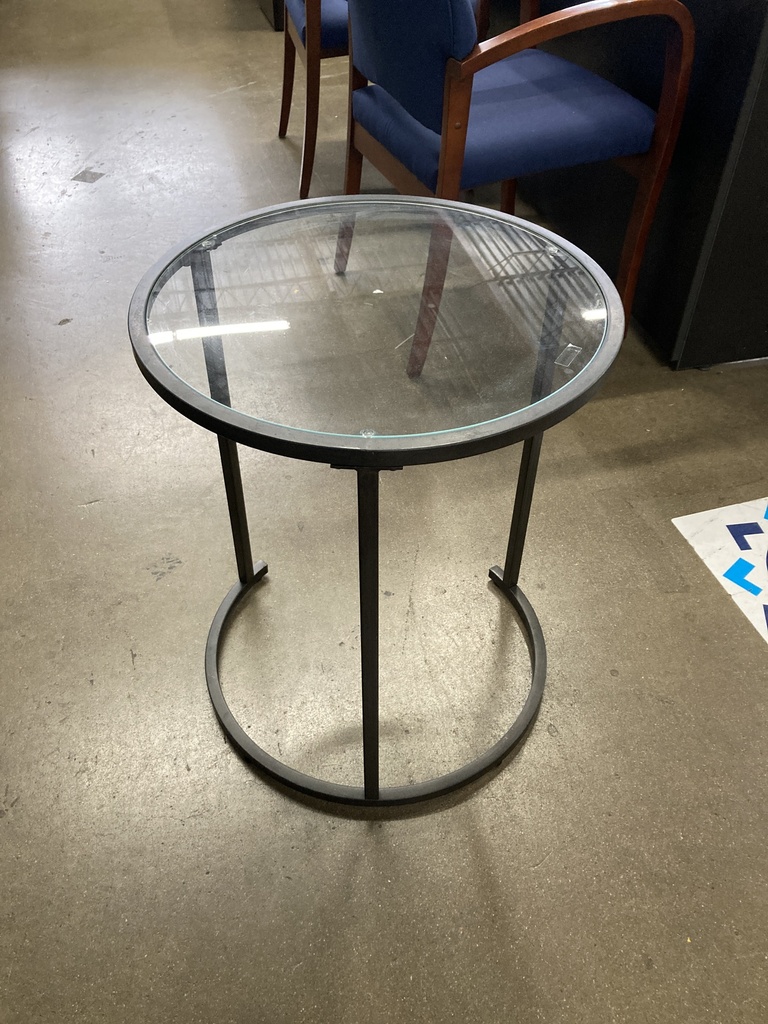 20" glass end table black metal frame 