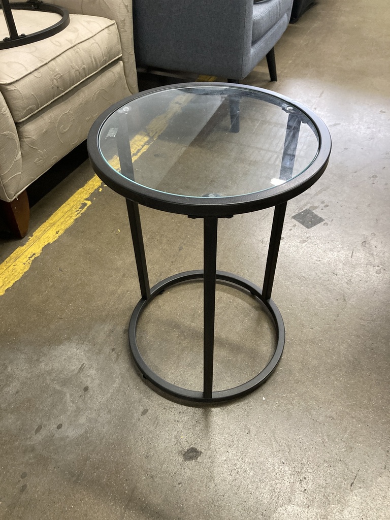 15" glass end table black metal frame 