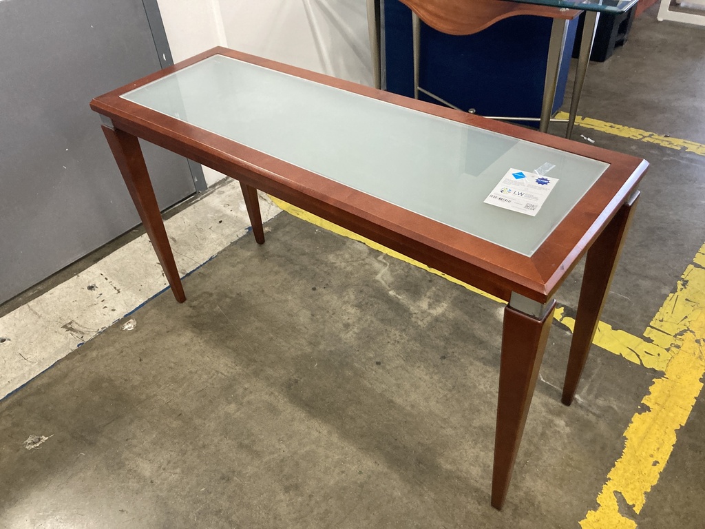 18x48 Glass Top Side Table (Cherry) 