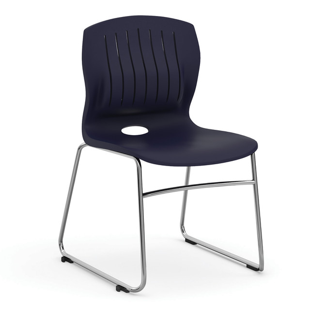 Armless Sled Base Stack Chair with Chrome Frame Blue
