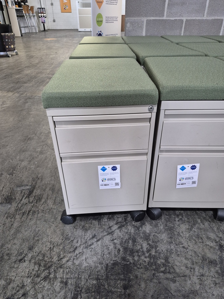 Global Box File Mobile Ped w/ Green Cushion