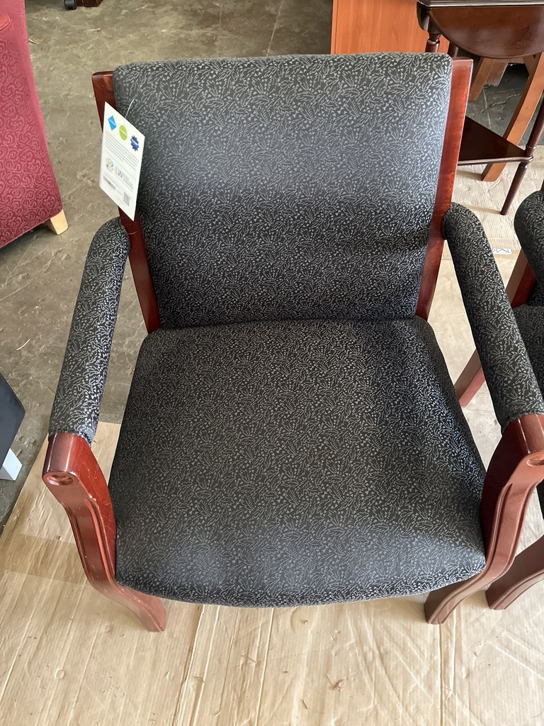 Black Print Side Chair Mahogany Frame