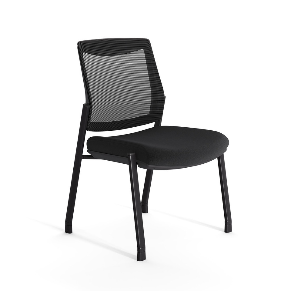 OfficeSource | Duo | 2-in-1 Stacking Chair - Black Leather Seat