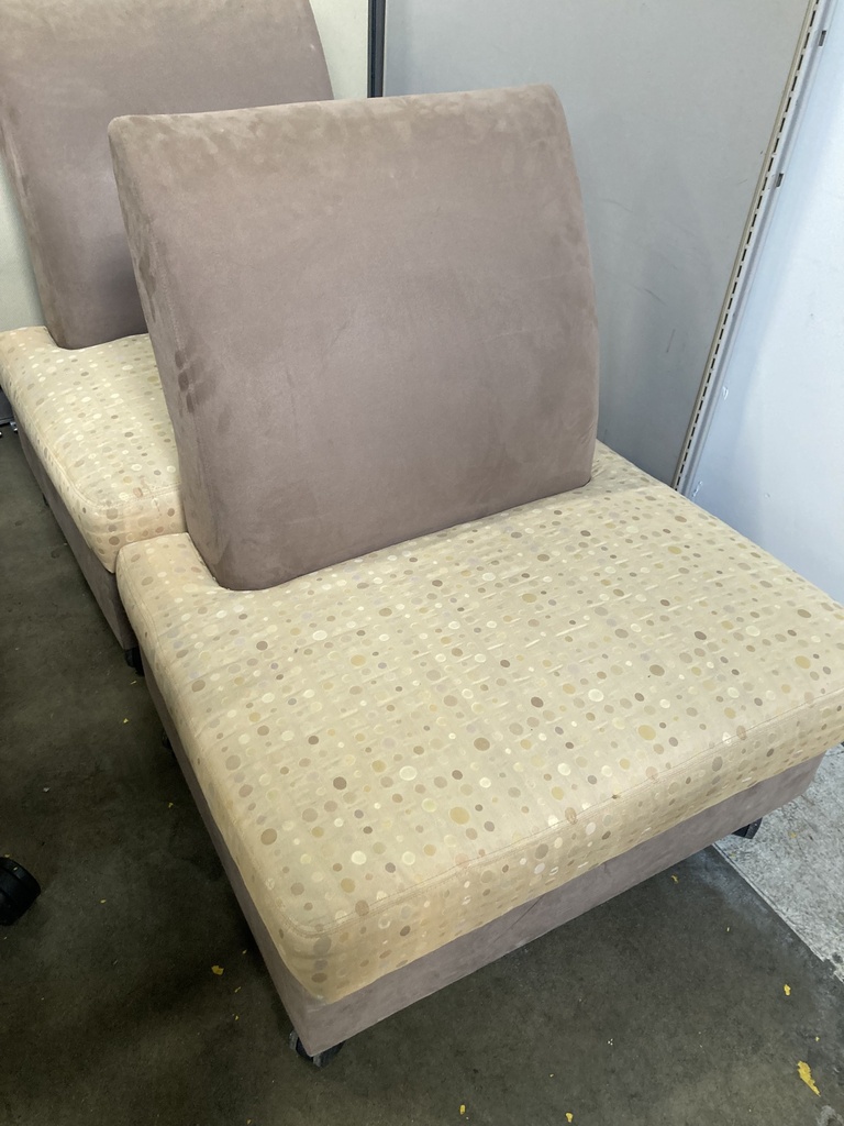 Taupe/Beige Dotted Pattern Armless Lounge Chair