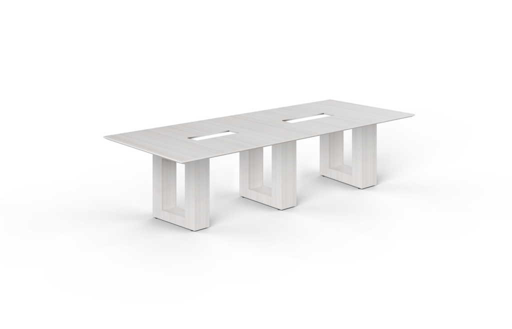 10' Potenza Coltella Conference Table, Aurelo Base, Flat Grommet Cover
