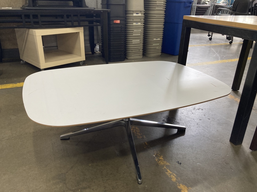 Allermuir White Coffee Table 28”x41”, Chrome  X Base
