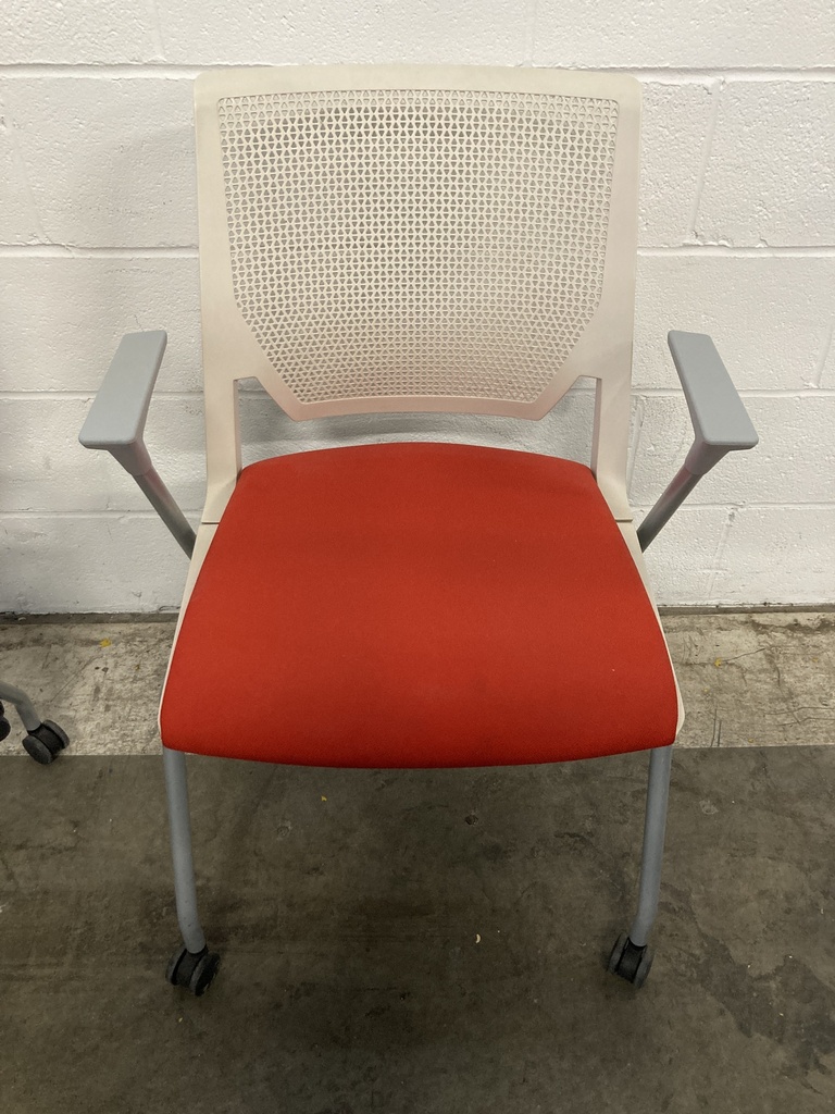 Haworth Very Multipurpose Chair on Casters, White and Orange 