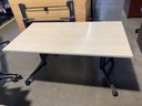 31.5”x55” Nesting Table, Charcoal Legs, Blonde Laminate Top 