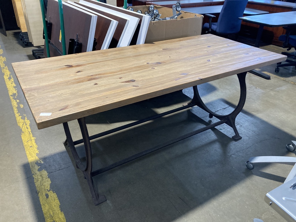 34.5”x76” Natural Wood Table, Steel Base