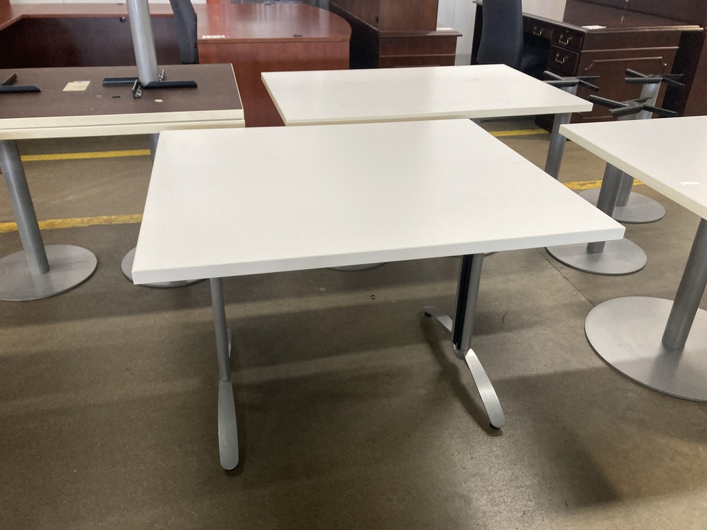 36"x42" Table, White, T Legs