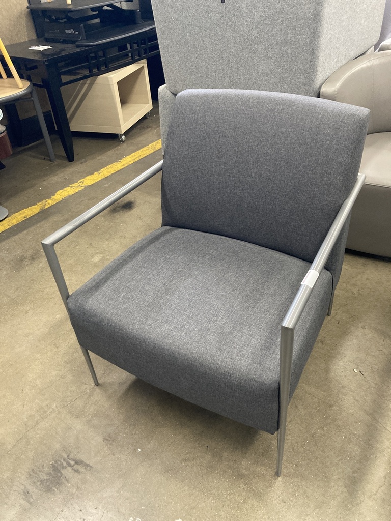 Grey Fabric Arm Chair, Silver Base