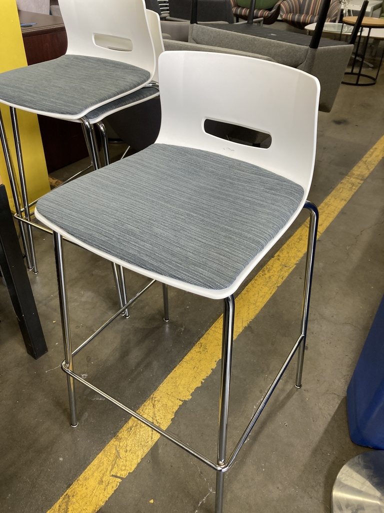 Allermuir Stool, White Back, Grey Seat, Chrome Frame