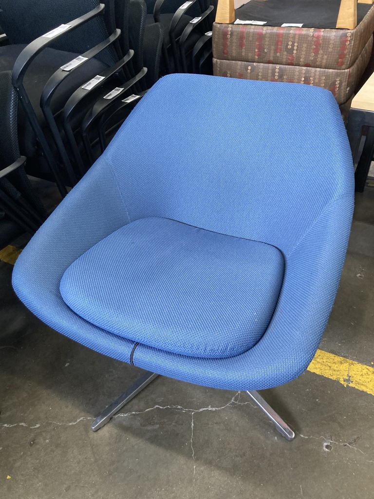Allermuir Blue Swivel Arm Chair, Chrome Base