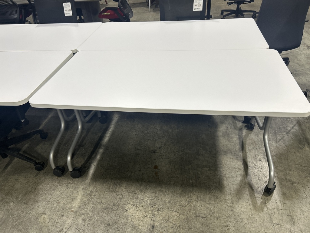 30x60 White Training Tables on Casters 