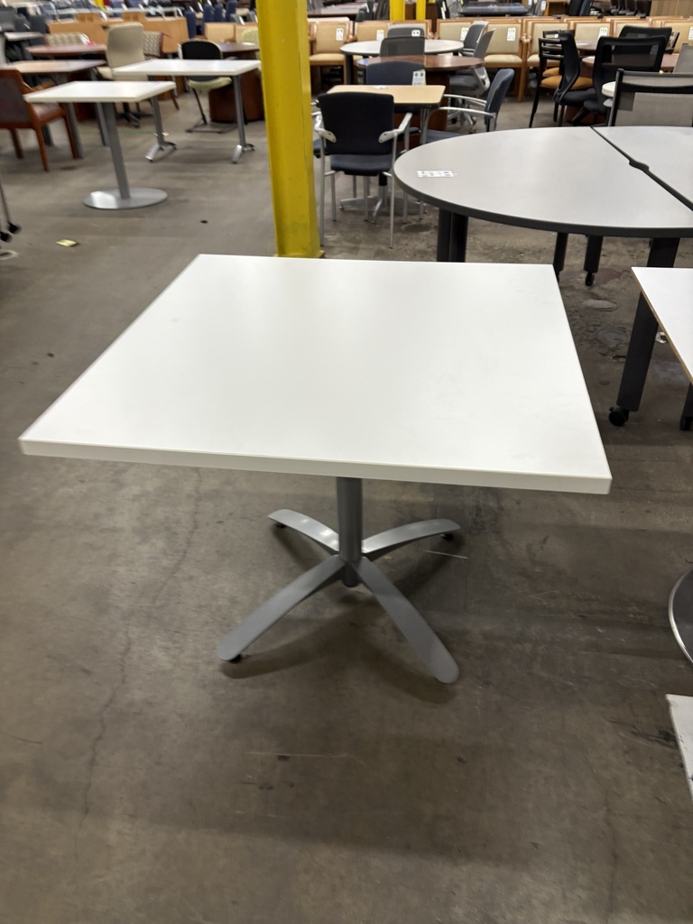 36x36 Breakroom Table White , Silver x-base