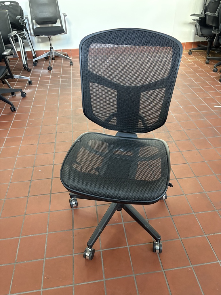 Black Task chair, mesh seat & back, armless, black frame