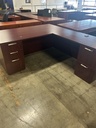 72x74 RH L Shape Desk / Dbl Full Ped - Mahogany 