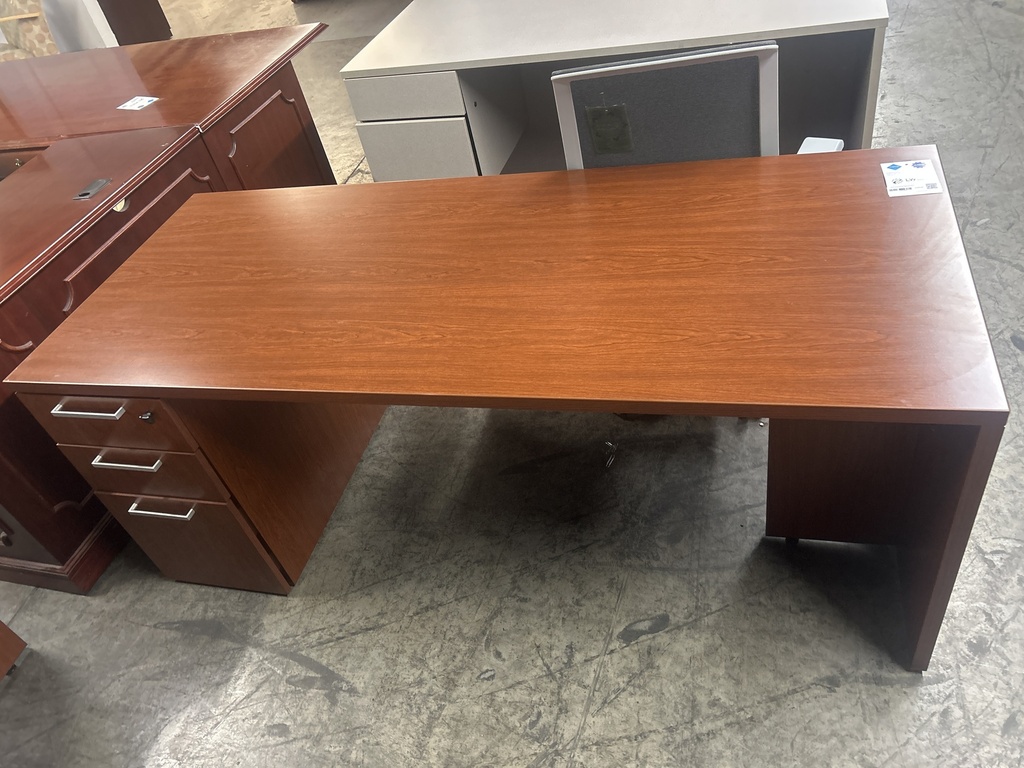 30x72 Kimball Desk, Sgl Ped, Cherry 
