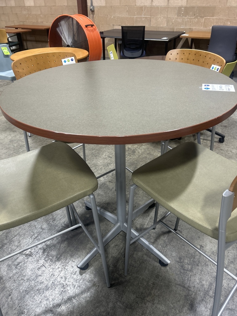 42" Kimball Cafe Table - Brown Top, Cherry Edge Banding