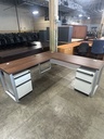 72x72 Hon L Shape - Walnut/Silver        (Peds NOT included)