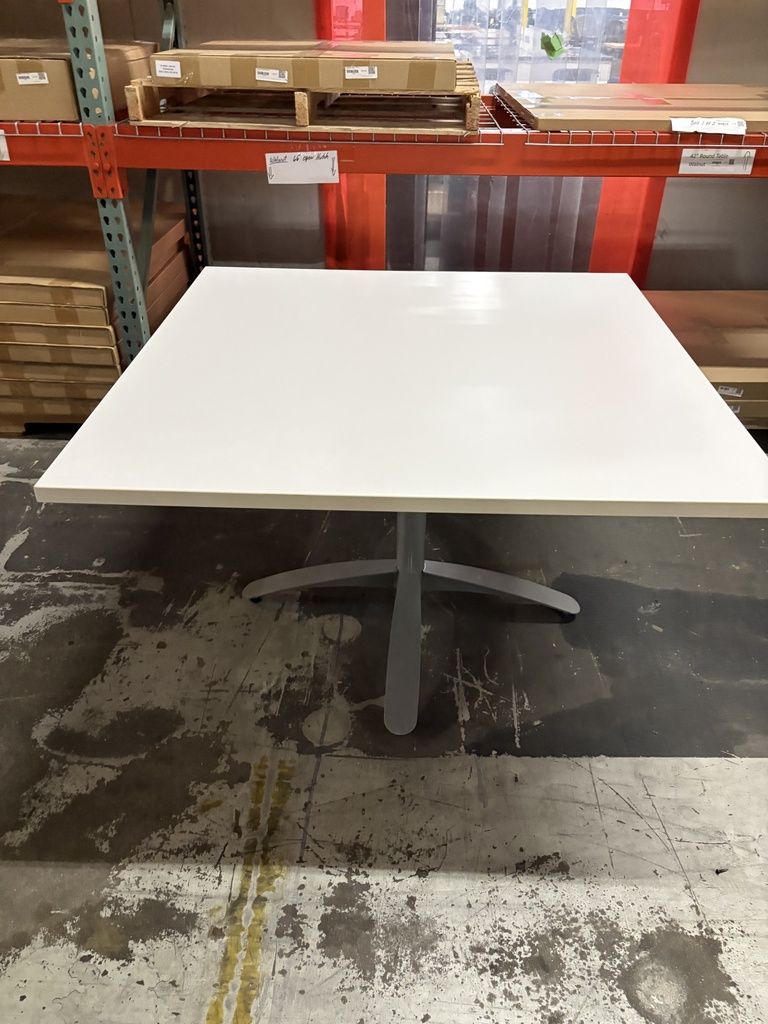 48” Versteel Square meeting Table, White, silver x base