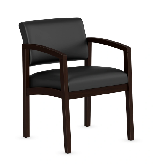 DKA- WOOD GUEST BLK BONDED LEATHER MOCHA
