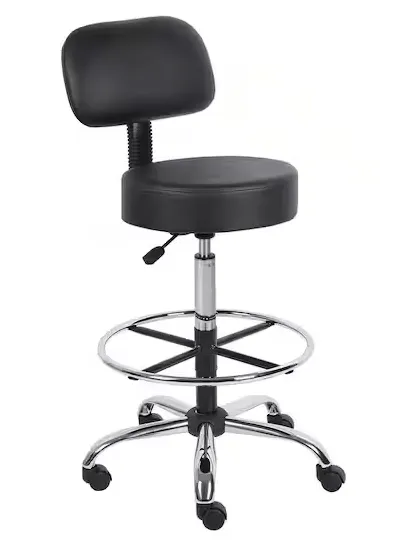 Medical exam stool, Black vinyl seat and back, armless