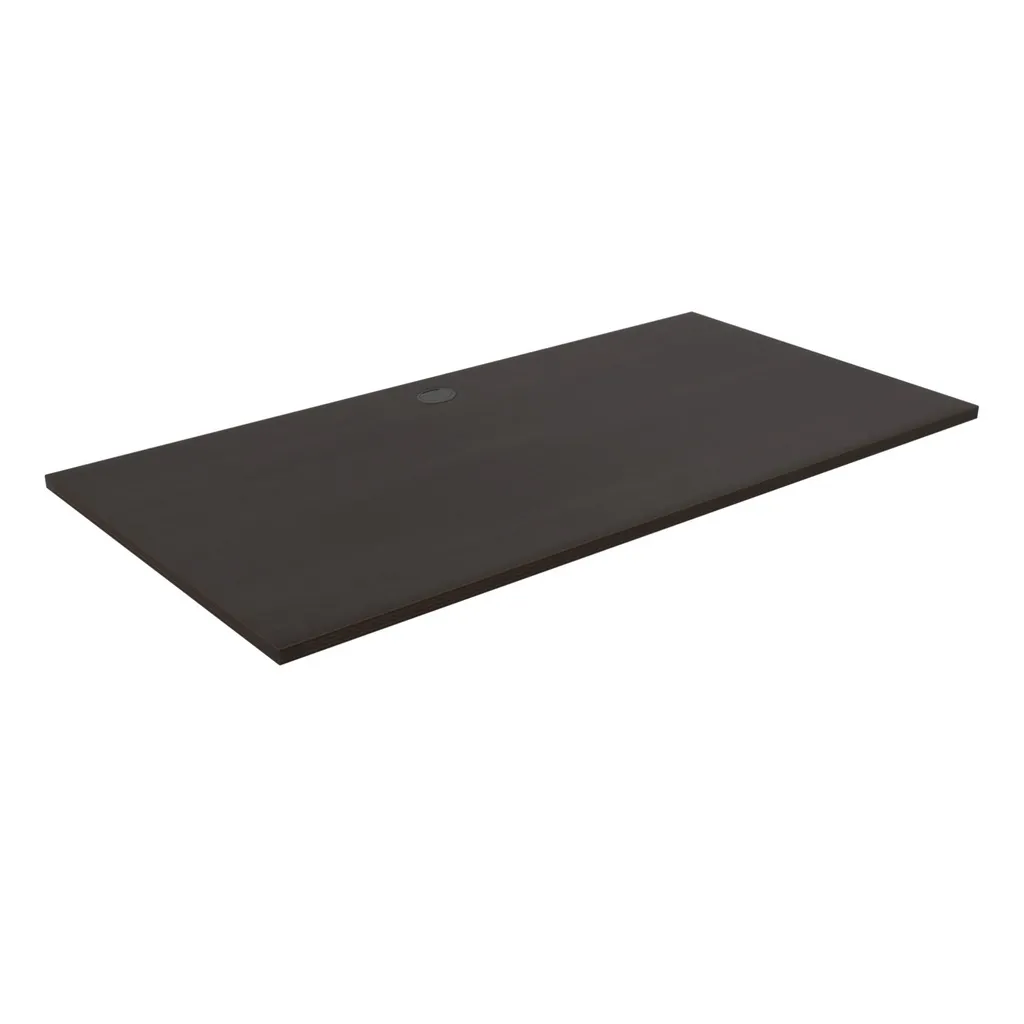 Kai Fluted Rectangular Worksurface with Grommet, 24″ x 48″, Espresso
