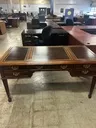 Vintage Sligh Mahogany Executive Desk - Leather Top 