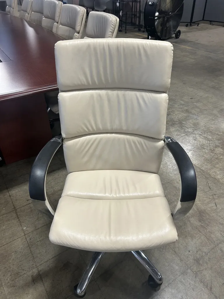 Leather High-Back Conference Chair - White