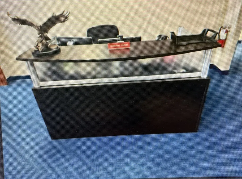 36x72 Reception Desk Glass Front (no file drawers) Mocha 
