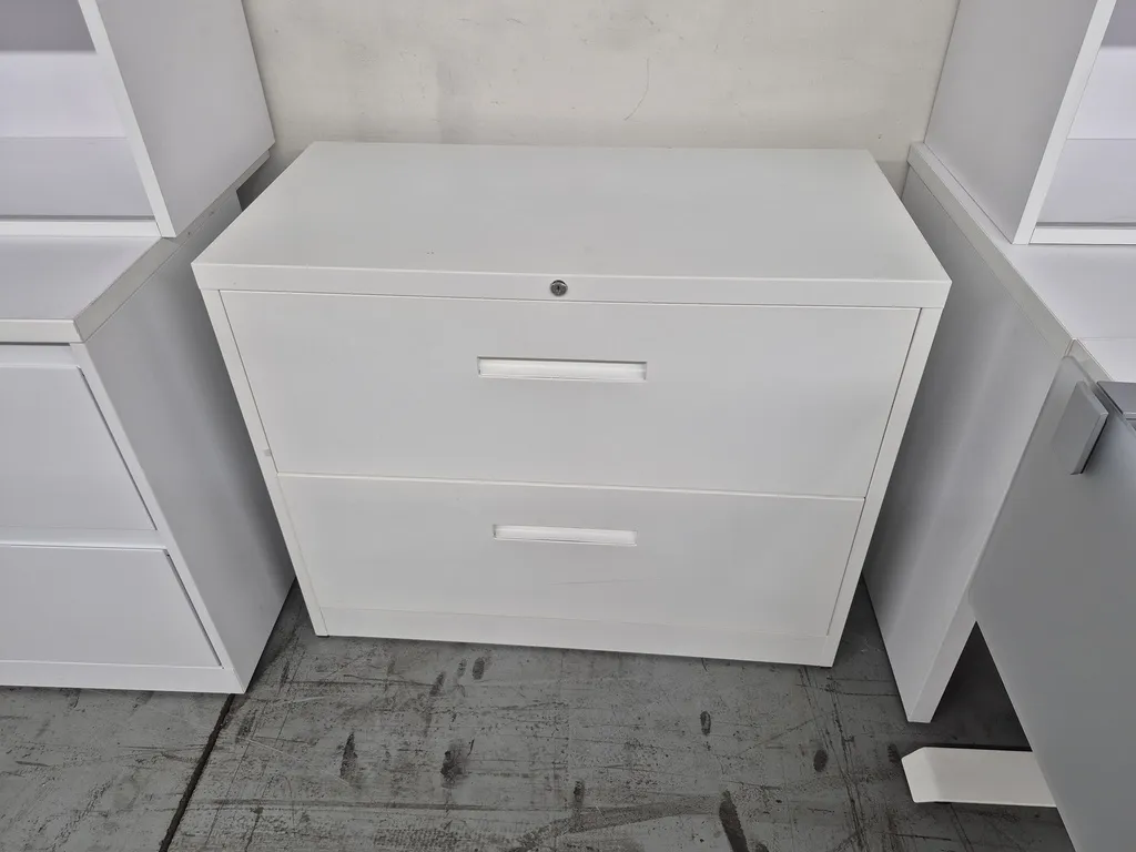 36" Steelcase 2 Drawer Lateral Cabinet - White