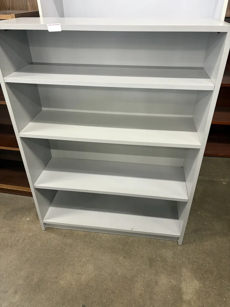 Bookcase, light grey laminate, 48"h x 36"w x 12"d