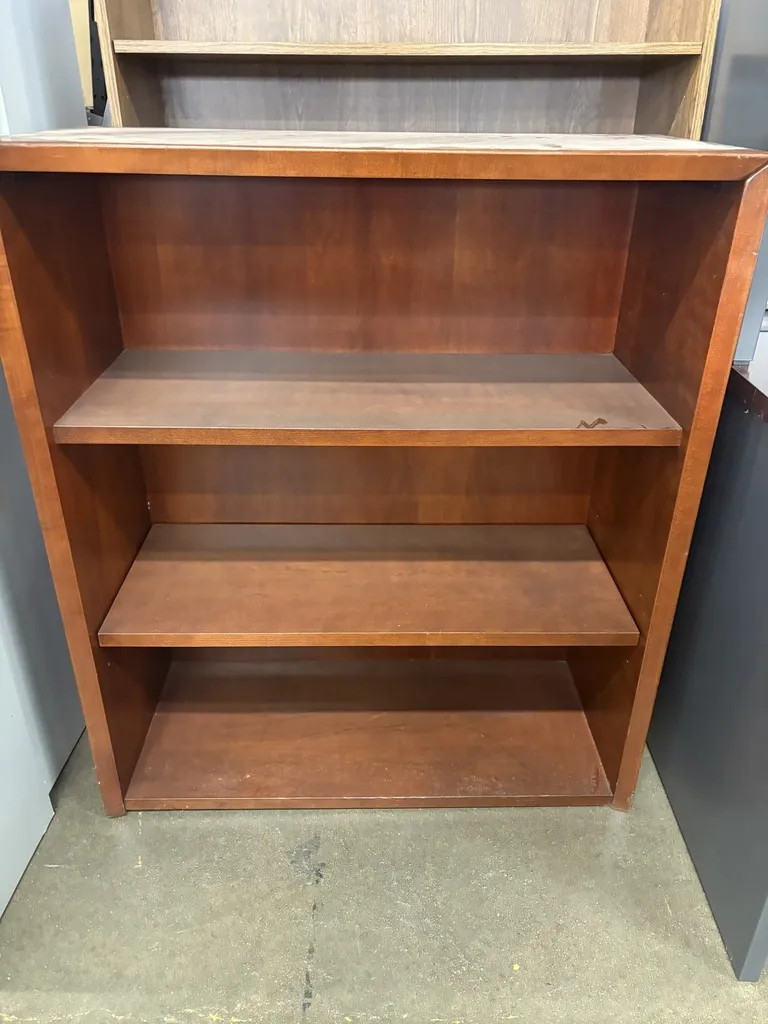 Bookcase, cherry wood veneer, 40"h x 36"w x 15"d