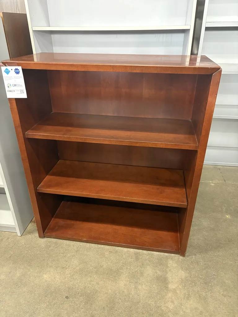 Bookcase, cherry wood veneer, 40"h x 36"w x 15"d
