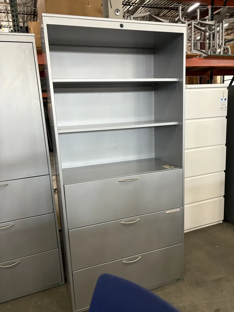 Lateral File/Bookcase Combo, Silver, 36" x 76" x 17"
