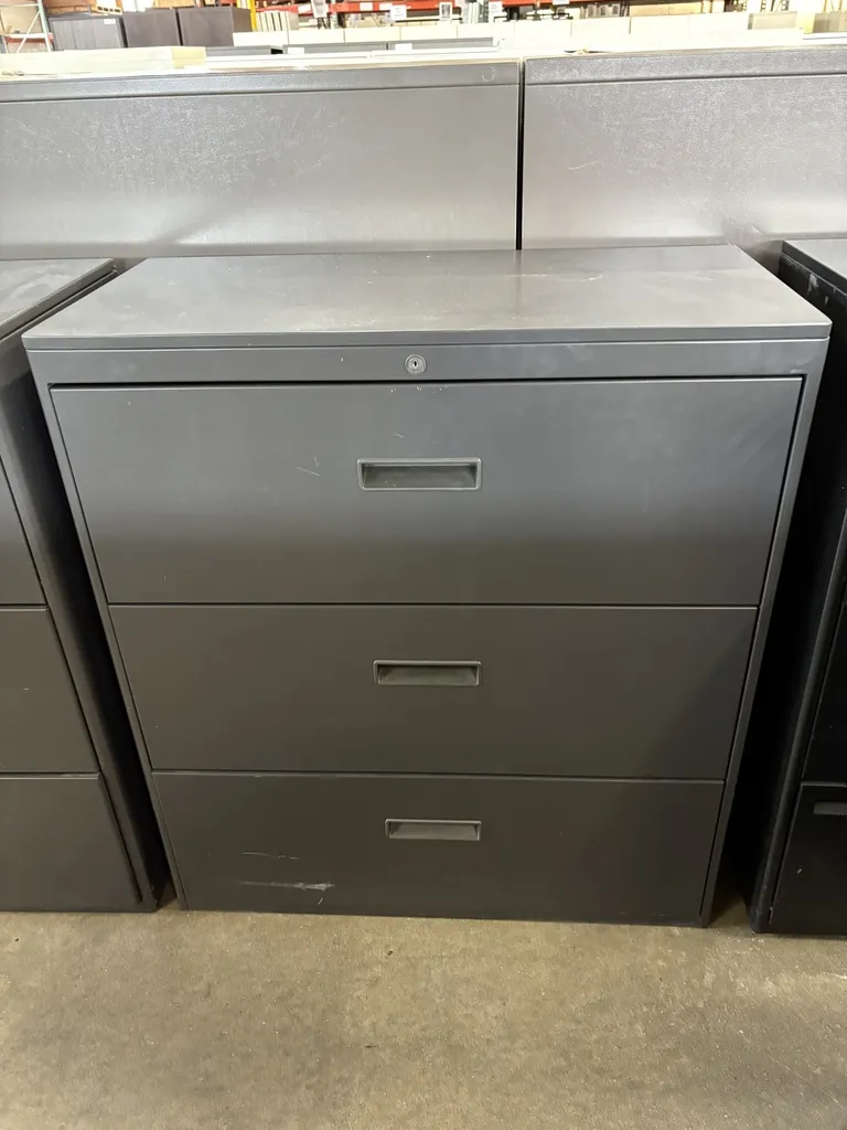 3 Drawer Lateral file Cabinet, Charcoal, 36" wide