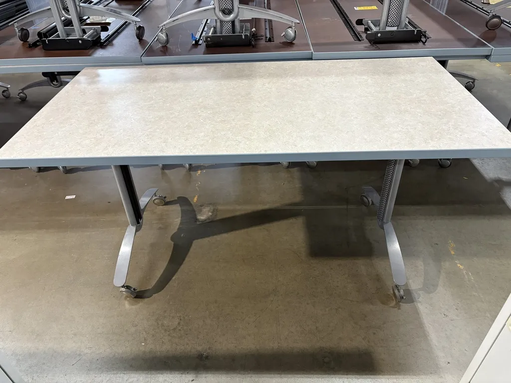 Versteel 30"x 60" Fliptop Multi purpose Table, Mobile, Pattern Laminate top, Silver bases 