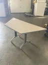 Versteel 30"x 60" Trapezoid Fliptop Multi purpose Table, Mobile, Pattern Laminate top, Silver bases 